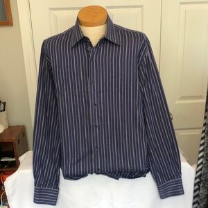 Classic Blue Striped Men's Button Down Shirt